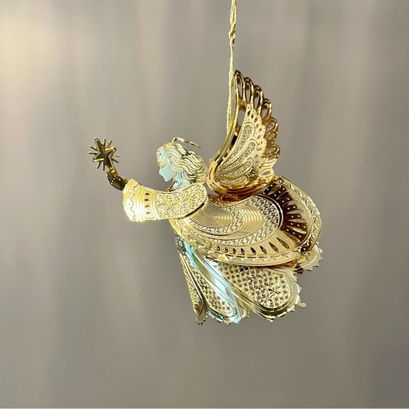 Vintage Baldwin Brass 3D Angel with Star Ornament 24KT Gold Finish 1999 - Picture 3 of 8